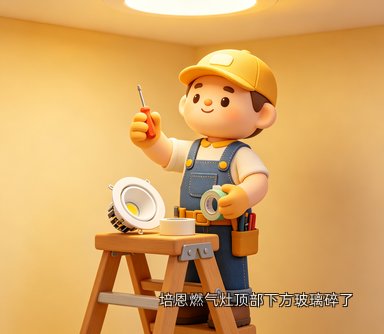 培恩燃气灶顶部下方玻璃碎了